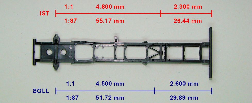 HERPA-Rahmenteil mit Maßangaben