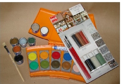 BUSCH Patinierset, Wasserfarbkasten, REVELL-Farben, Pinsel